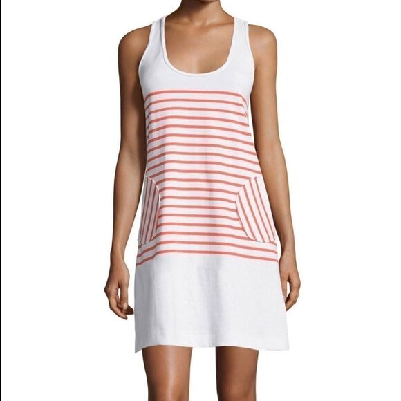 MILLY Racerback Striped Mini Tank Dress L - Picture 1 of 6